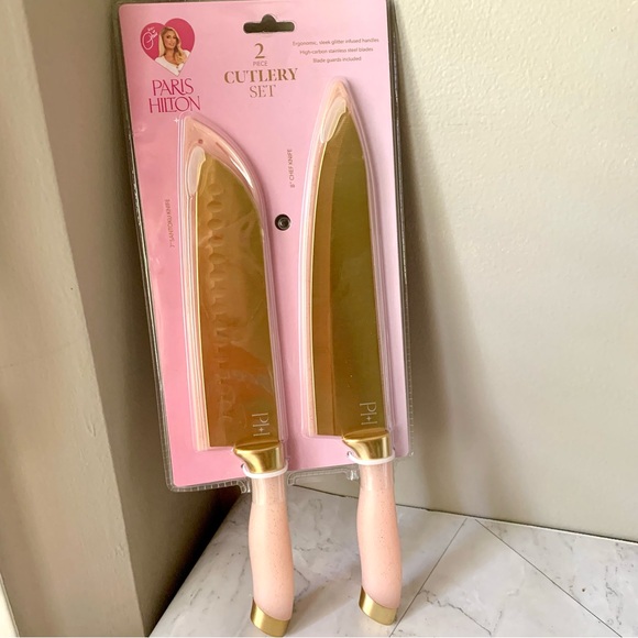 Paris Hilton Other - New PARIS HILTON 2 PIECE CUTLERY SET KITCHEN KNIFE SET PINK & GOLD